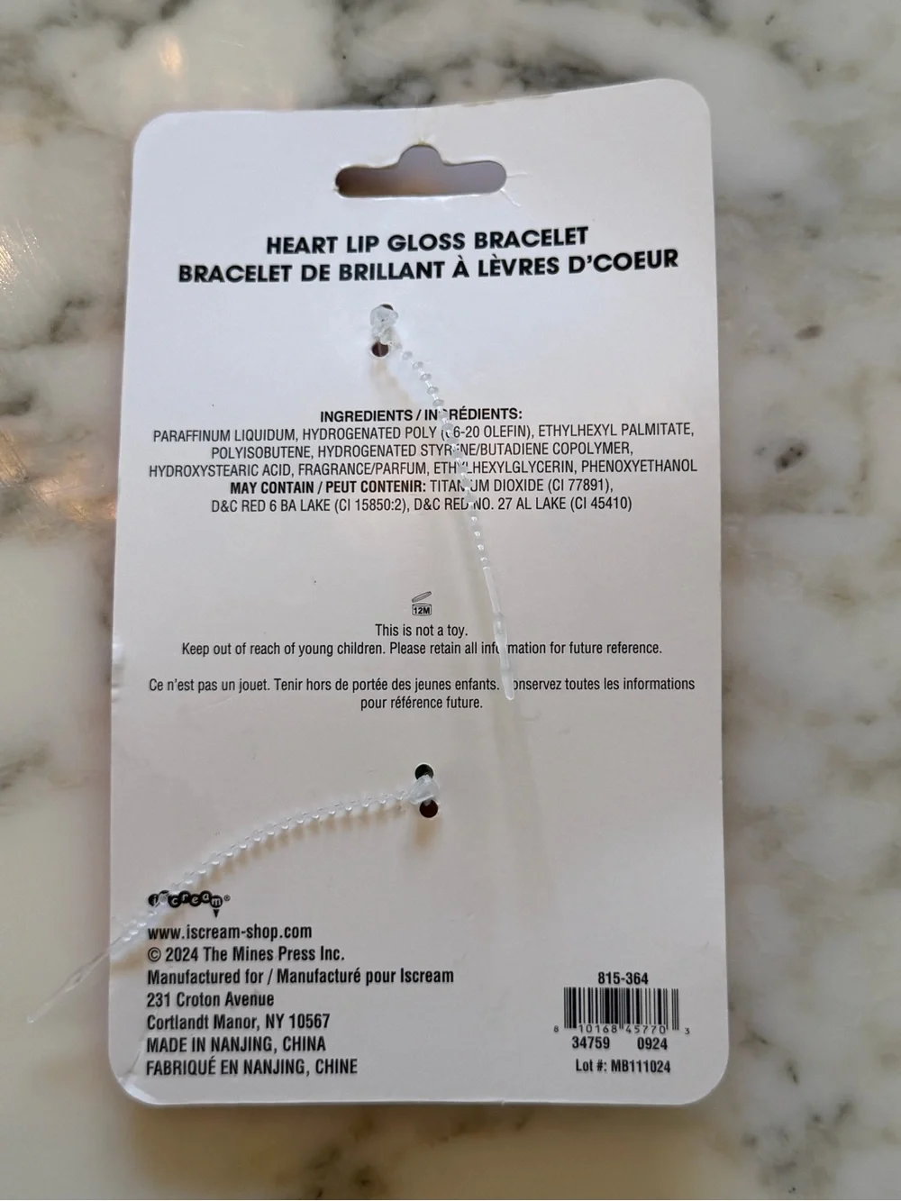 NWT iScream Heart Elastic Beaded Pastel Colors Bracelet NO LIP GLOSS